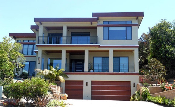 Contemporary Wood Door on Home